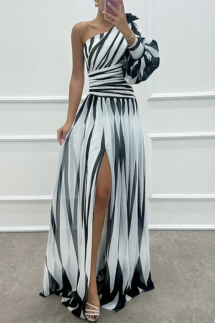 Shiloh One-Shoulder Stripe Maxi