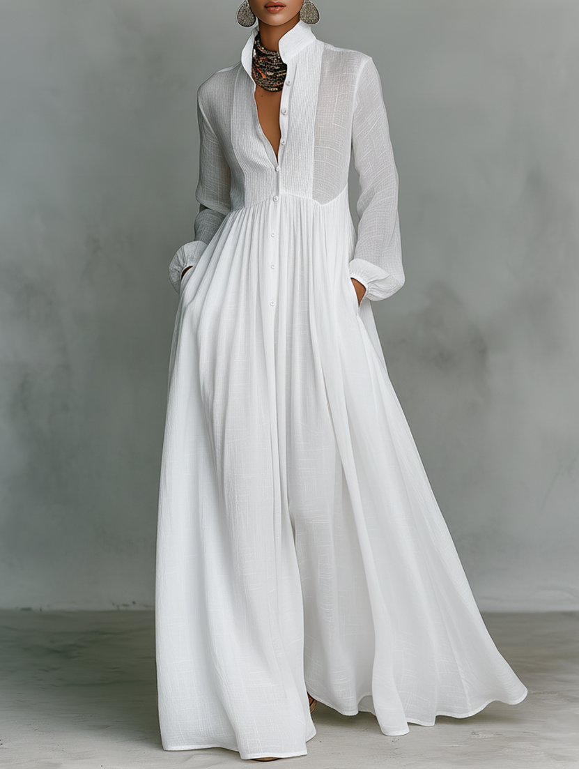 Serena Button-Front Maxi Dress