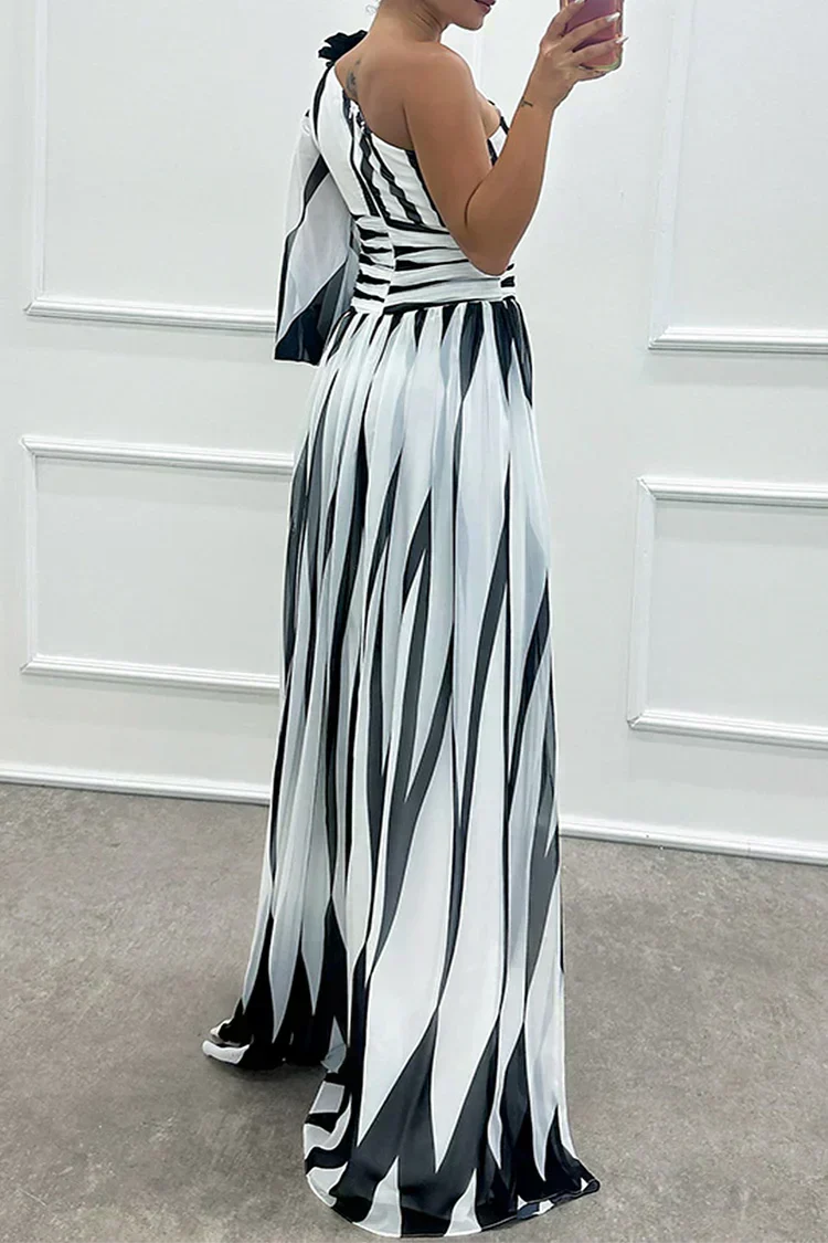 Shiloh One-Shoulder Stripe Maxi