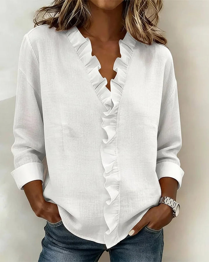 Yvonne Ruffle-Neck Blouse