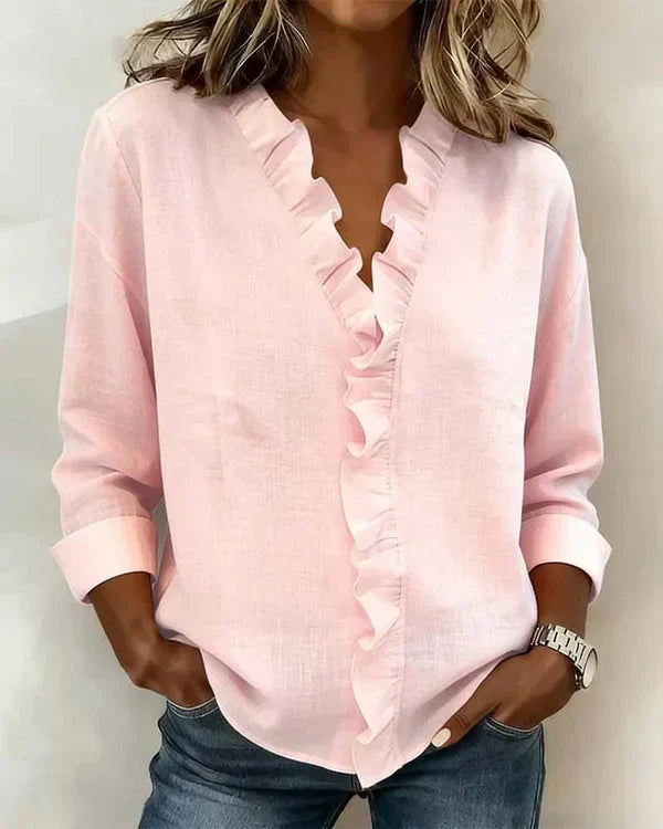 Yvonne Ruffle-Neck Blouse