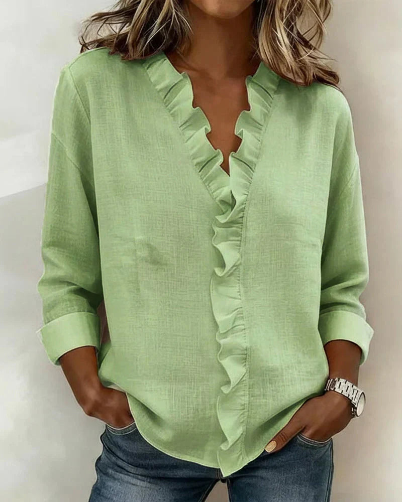 Yvonne Ruffle-Neck Blouse