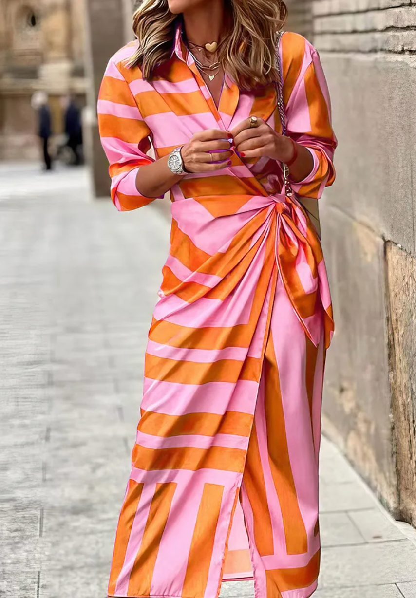 Elvina Printed Wrap Dress